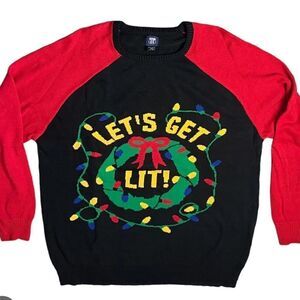 Vintage Sears & Roebuck Men's Ugly Christmas Sweater Let's Get‎ Lit! -- XLT